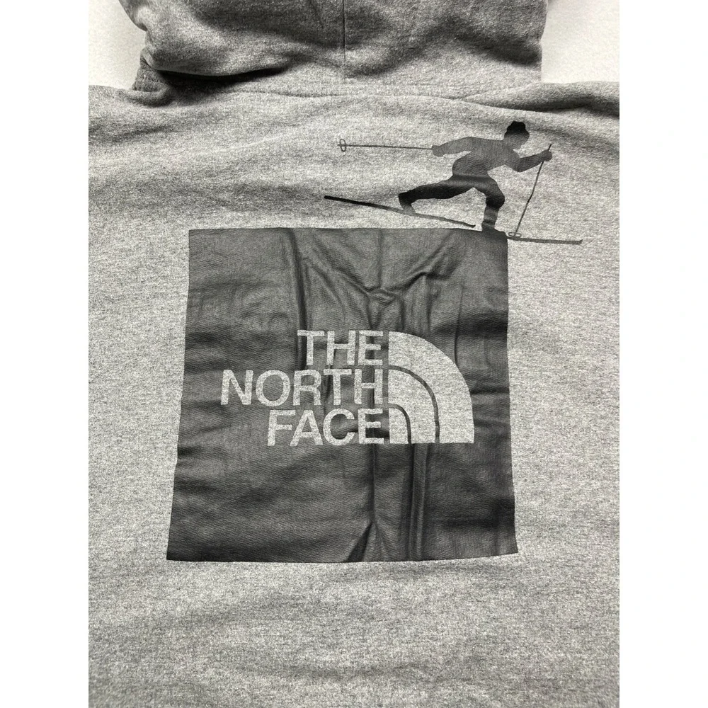 The North Face Hoodie Poly Cotton Viscose Gray Skier Graphic Large Mens